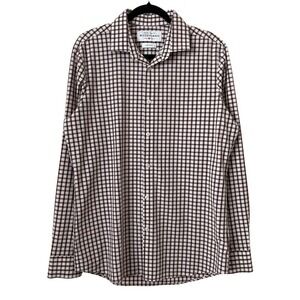 Mizzen+Main Shirt Mens Large Red White Leeward Trim Fit Gingham Check Preppy